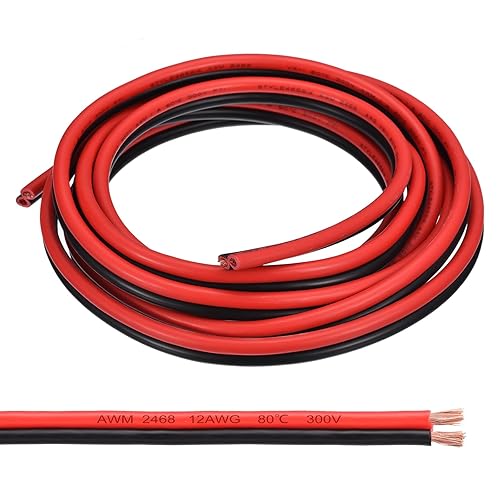 MECCANIXITY Cable eléctrico 12AWG 10ft 2468 Cable eléctrico Cable de PVC Cable de cobre rojo negro Cable para tiras LED Lámparas Iluminación