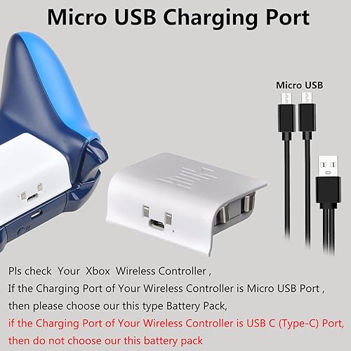 Miniatura 2 de Tectra White Rechargeable Battery Pack for Xbox One, 2-Pack 1100mAH Controller Battery for Xbox One SXbox One XXbox One Elite Controller with 2 in 1