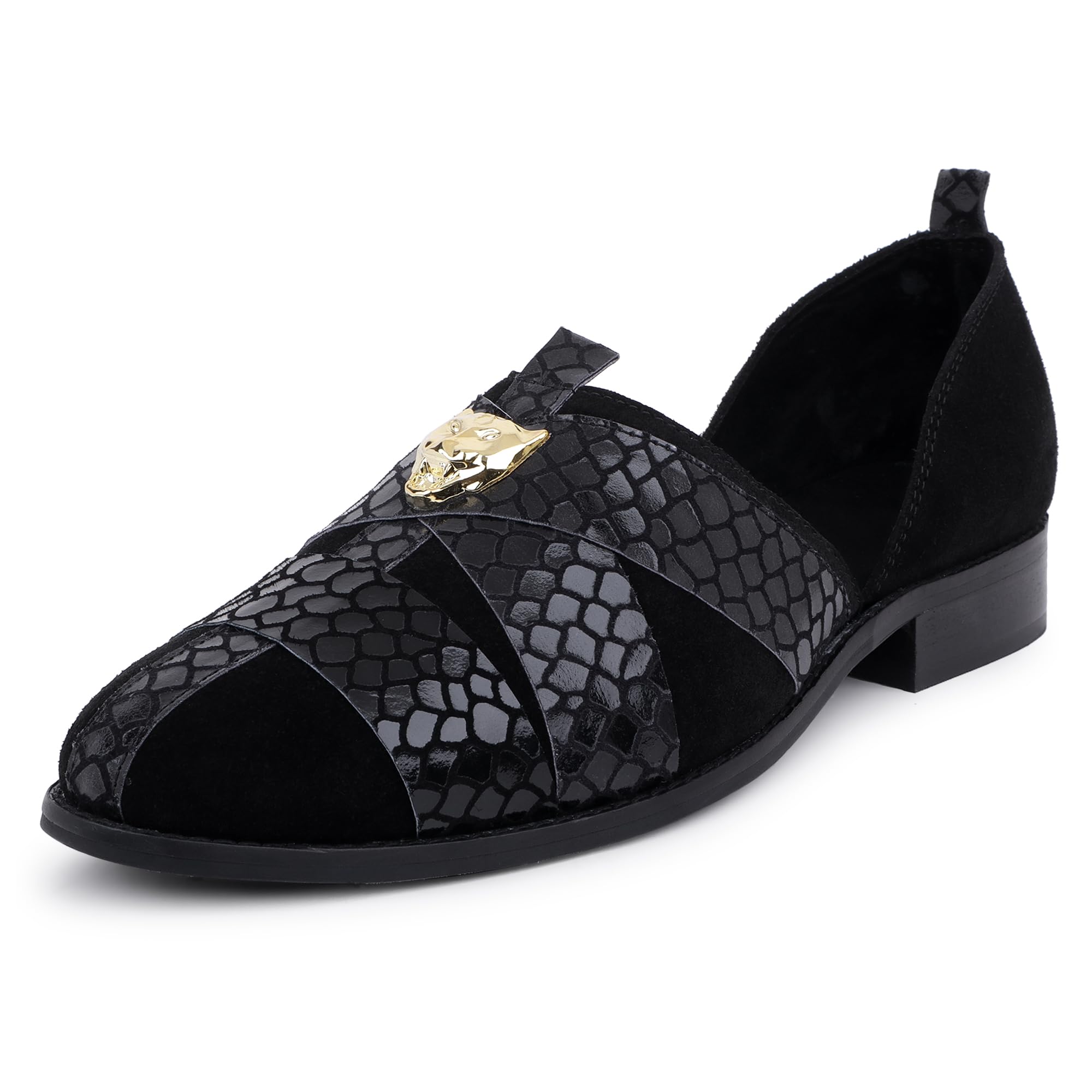 Genuine Leather Black Foil Peshawari Sandals for Men-image-19