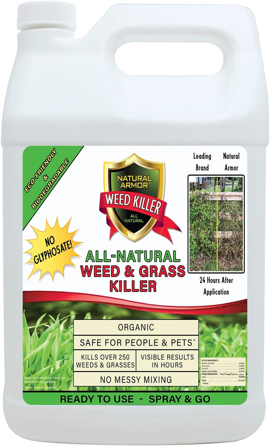 - Natural Armor Weed and Grass Killer All-Natural Concentrated Formula. Contains No Glyphosate (320 OZ. 2.5 Gallon)