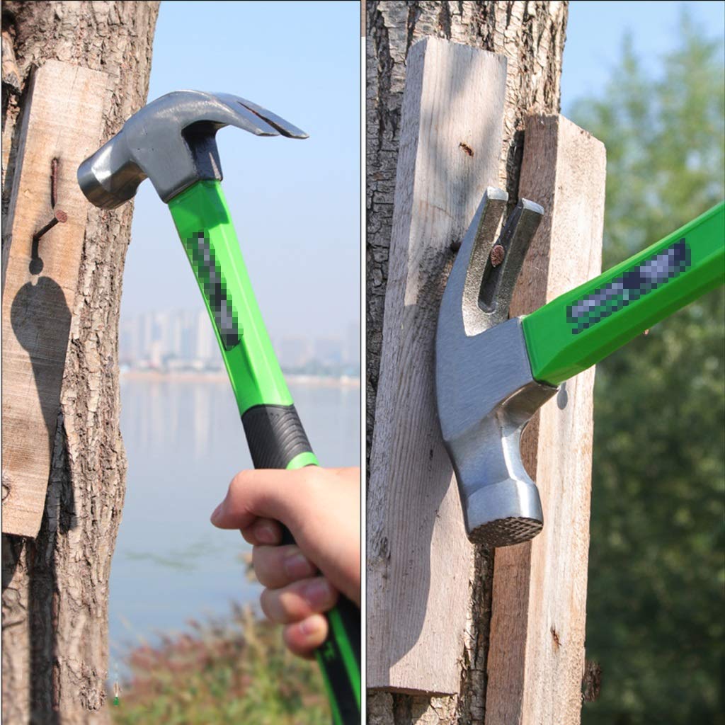 Herramientas Martillo Martillo doméstico verde Martillo de garra Mango de fibra Material de acero al carbono Maza Herramienta multifunción 2 Especificaciones Martillo multifunción (Color : A) (B)