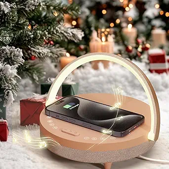 Vivilumens Birthday Gifts for Women 6 in 1 Bedside Lamps with Wireless Charger Bluetooth Speaker ...