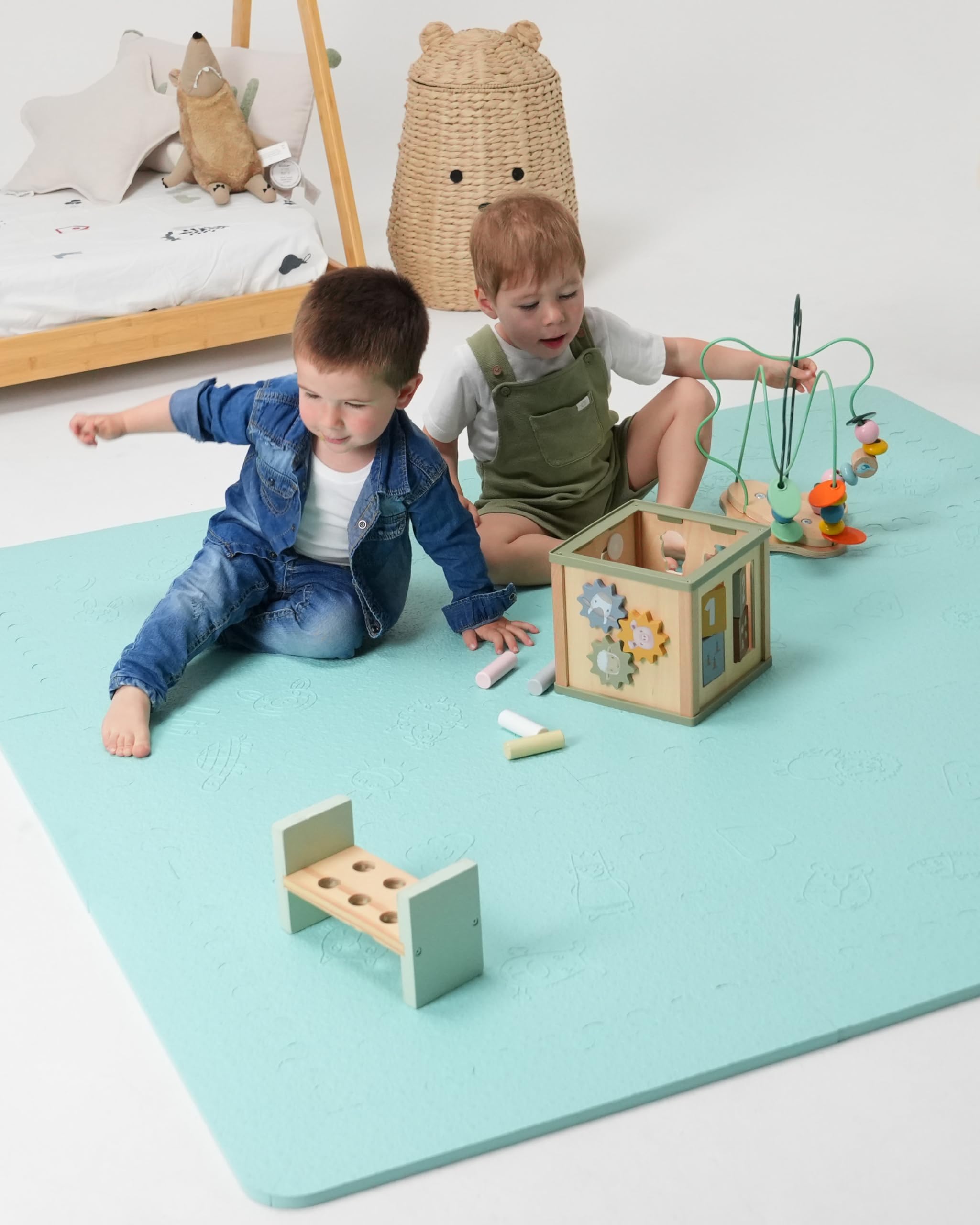 LuBabymats Mini - Alfombra Puzzle de Viaje para bebés, Suelo Extra Acolchado de Foam (EVA). Medida: 110x110 cm. Color Mint