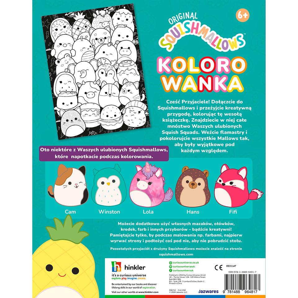 Hinkler - Kalejdoskop Kolorowanek Original Squishmallows Kolorowanka - 32 strony - Kolorowanka dla dzieci i młodzieży