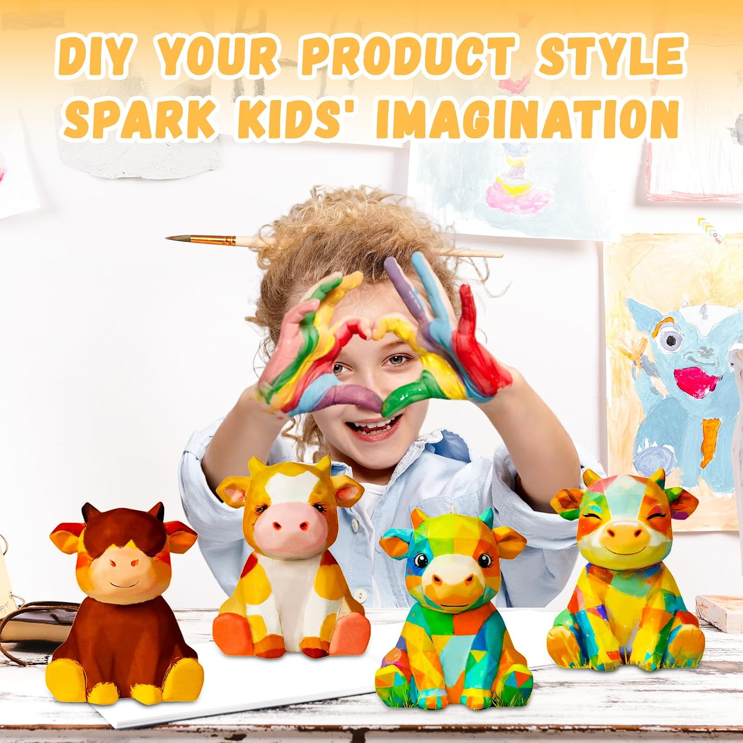 Paint Your Own Cow Lamp Kit, DIY Painting Night Light Craft Kits for Kids image 3