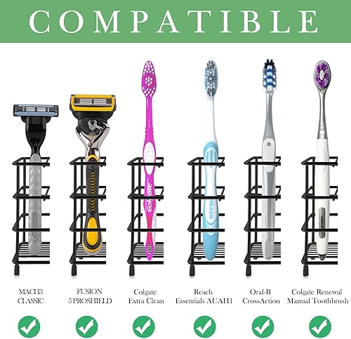 Vista 2 de Linkidea Soporte de pared para cepillo de dientes para baño, soporte de cepillo de dientes de acero inoxidable para cepillo de dientes eléctrico