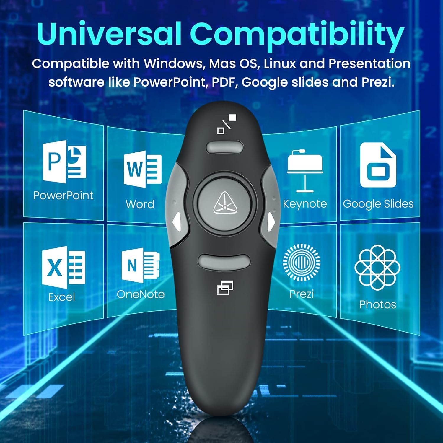 Klink Presentador Inalámbrico para Presentaciones - Puntero Láser con Mando Remoto, Pasador de Diapositivas, Compatibilidad Universal con Windows/Mac/Linux - Ideal para Conferencias y Enseñanza