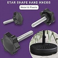 Vista 5 de Pomo de estrella de rosca M8 x 1.575 in, 4 unidades, mango de sujeción hexagonal de plástico, tornillo de apriete manual para reemplazo de base