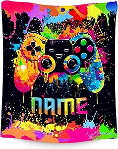 Boys Throw Blankets - Custom Gaming Gifts - 4 Sizes Cool Gamer Throw for Adults - Cozy Soft Fleece Blanket for Couch Bed