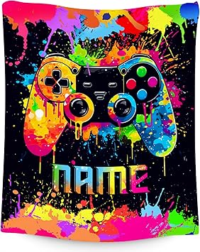 Boys Throw Blankets - Custom Gaming Gifts - 4 Sizes Cool Gamer Throw for Adults - Cozy Soft Fleece Blanket for Couch Bed