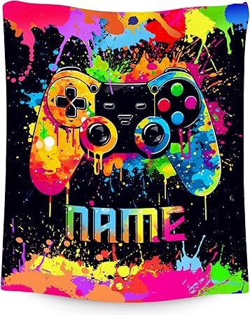 Boys Throw Blankets - Custom Gaming Gifts - 4 Sizes Cool Gamer Throw for Adults - Cozy Soft Fleece Blanket for Couch Bed