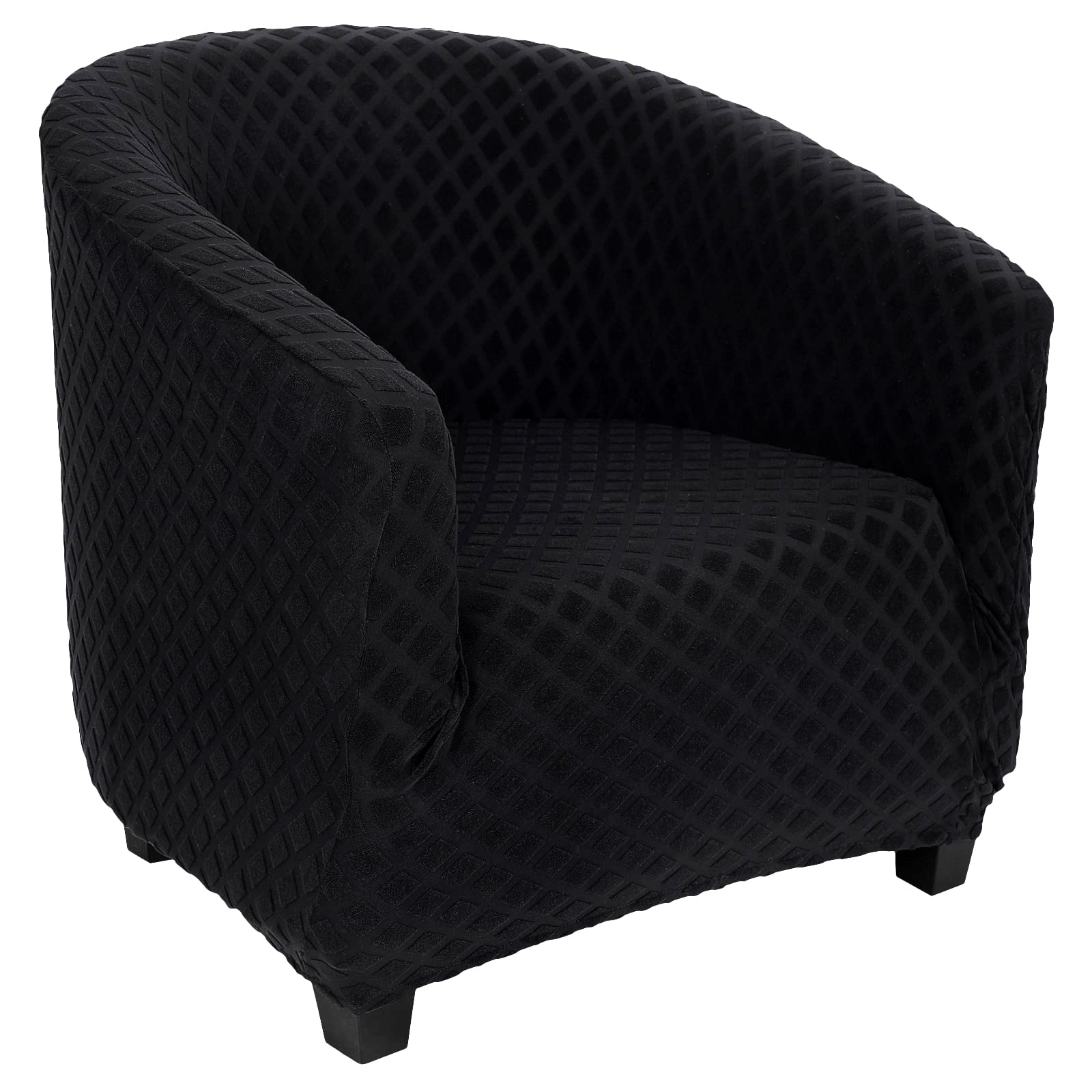 SearchI Club Chair Slipcover Stretch Barrel Chair Covers Jacquard Tub Chair Slipcovers Soft Spandex Armchair Sofa Cover Removable Couch Furniture Protector Arm Chair Cover for Living Room(Black)