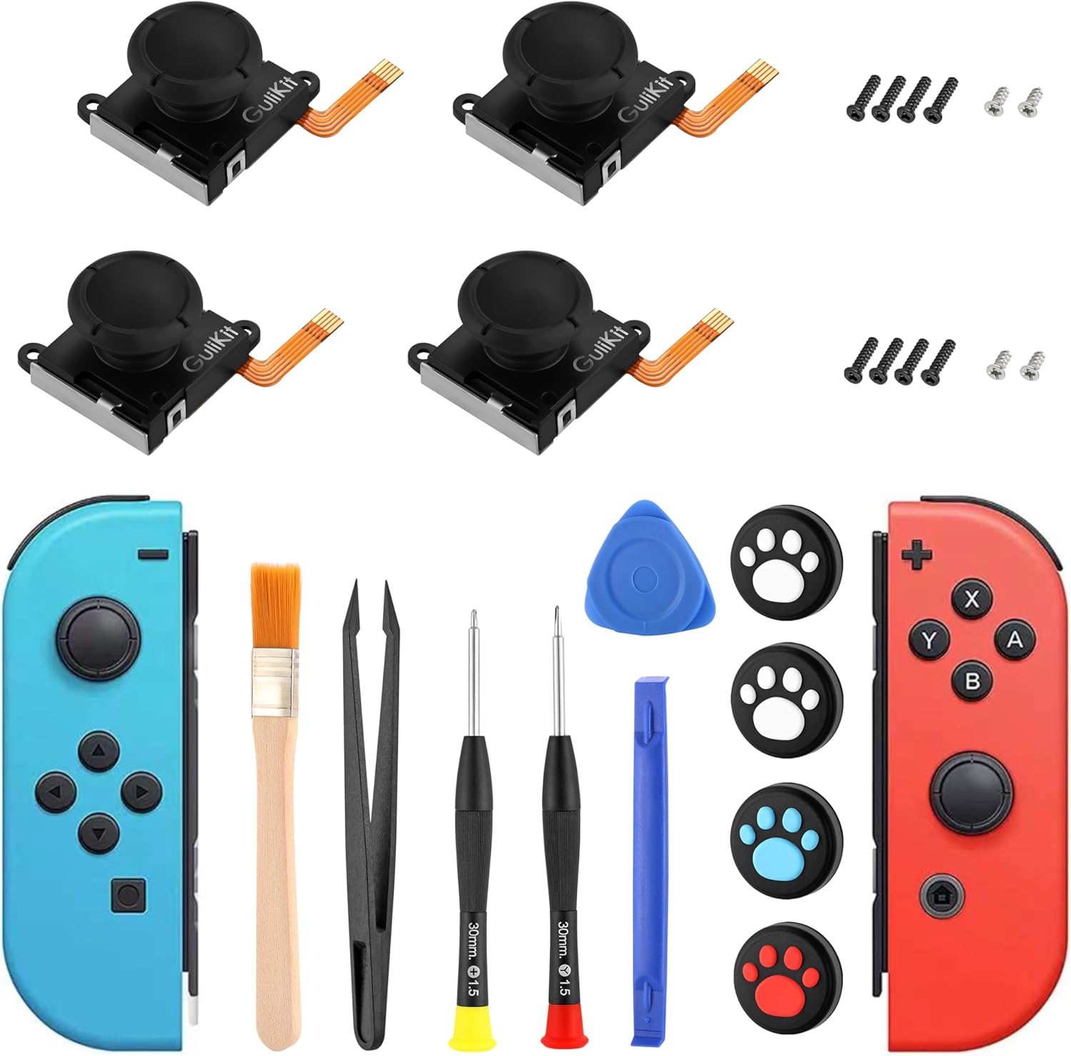 Gulikit 4pack switch joystick replacement, Joycon Repair Kit Joystick