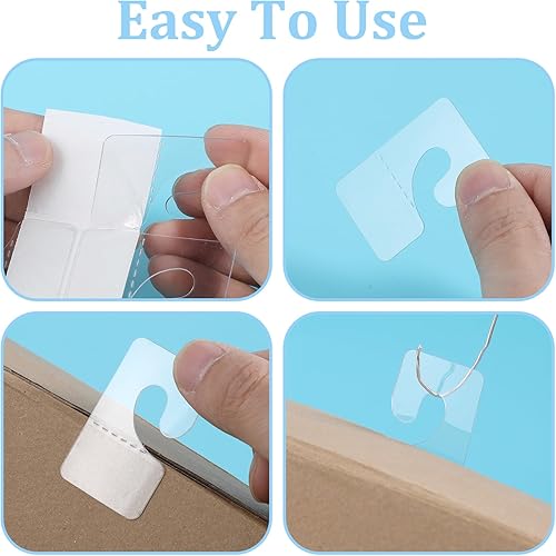 Miniatura 3 de 1000 pestañas adhesivas transparentes de PET para colgar, etiquetas colgantes transparentes plegables, ganchos de almacenamiento resistentes,