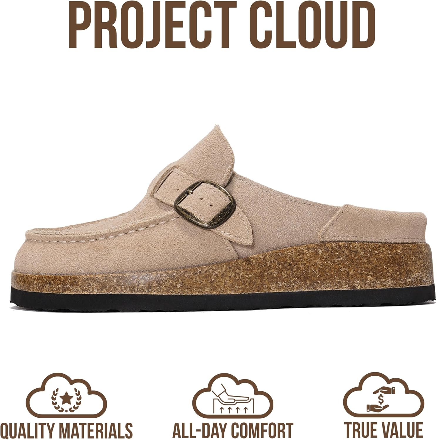 Project Cloud 100% Genuine Leather Moccasin-Style Clogs for Women - Memory Foam and Water Resistant Mules Slip-on - Non-Slip and Durable Clogs Casual Shoes for Women Footwear