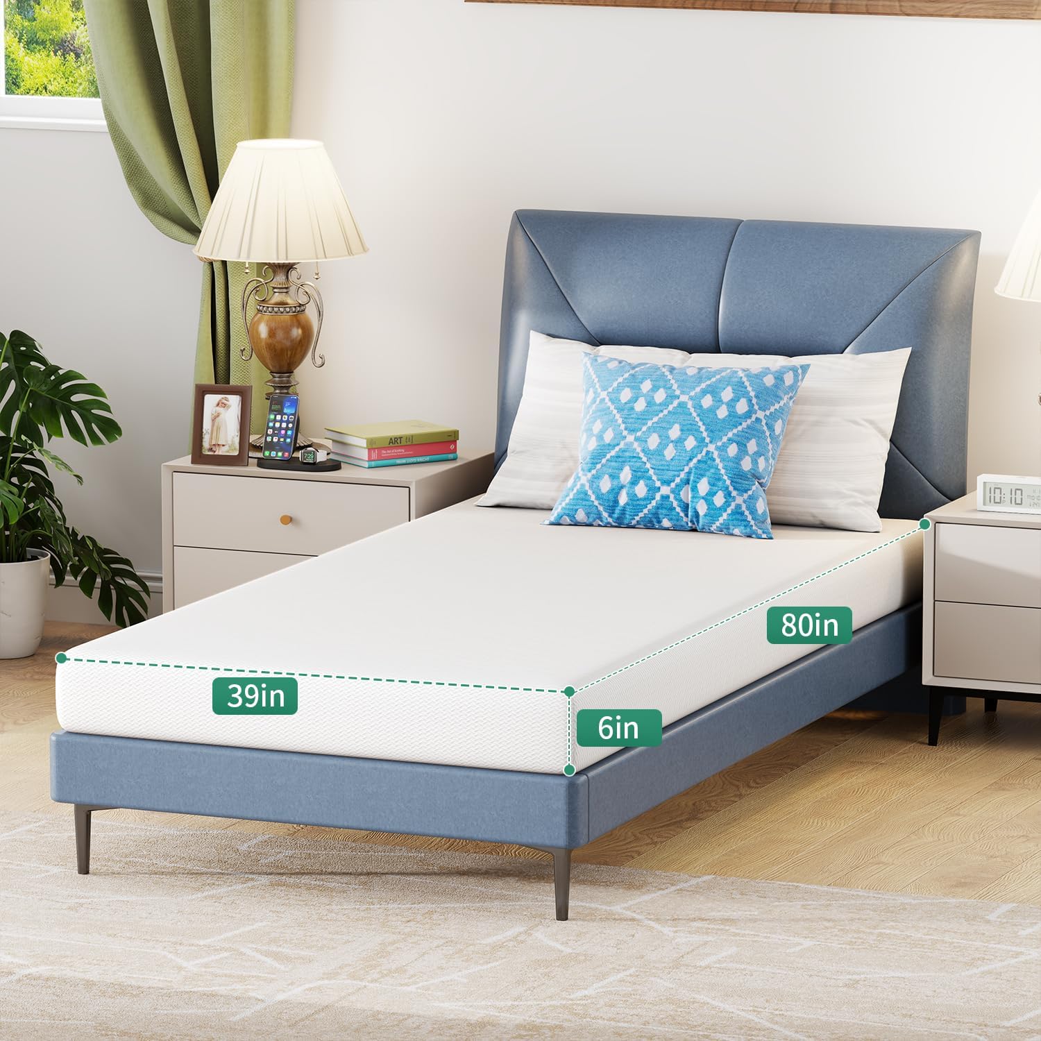 FDW 6 Inch Twin XL Mattress, Medium Firm Base Foam, Breathable & Comfortable with Removable Washable Zipper Cover, Bed in a Box, CertiPUR-US Certified, White