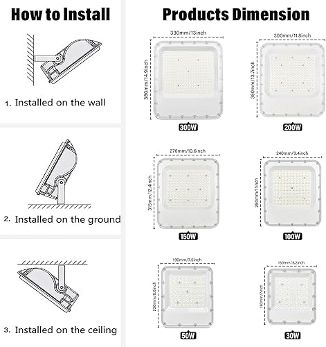 Miniatura 4 de AUXTINGS Luces de inundación LED de 30 W para exteriores, 3000 lúmenes, luces de seguridad, lámpara exterior de 6000 K, luz de día, luz blanca,