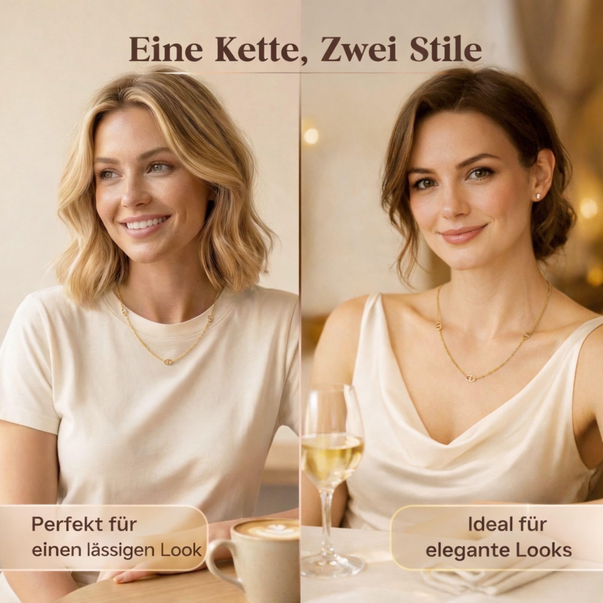 QUADRI - Halskette Damen Silber 925 - Vergoldet 18KT - Made in Italy