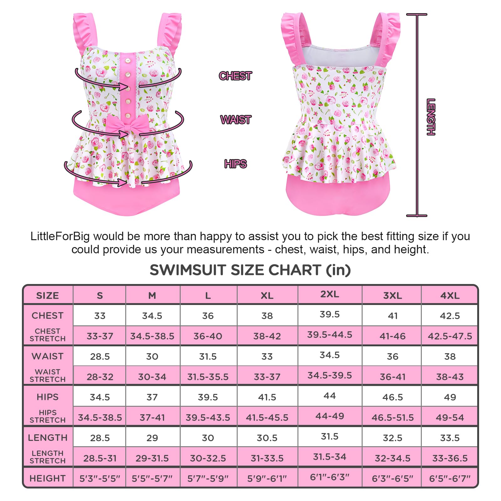 LittleForBig Modest Kawaii jednoczęściowe stroje kąpielowe strój kąpielowy strój kąpielowy – vintage róża/Vintage Sweets
