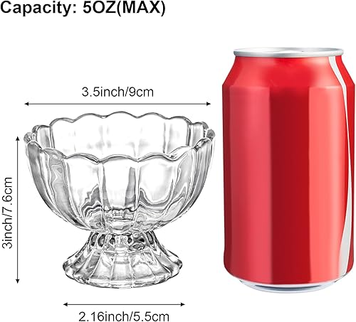 Miniatura 2 de Lawei Paquete de 6 cuencos de vidrio para postre – Tazas de vidrio de 5 onzas para helado, mini cuencos de postre con patas para postre, helado,