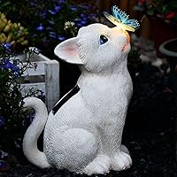 Vista 10 de Figuras de jardín de gatos, decoración al aire libre, estatua solar con luces LED para patio, césped, patio, decoración artística, inauguración