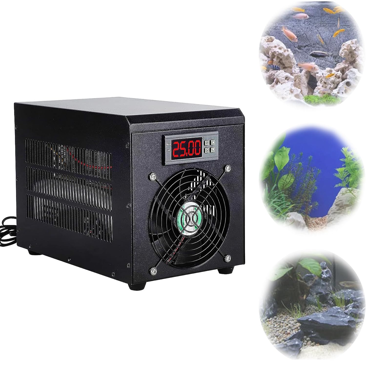 Máquina de enfriamiento de Enfriador de Acuario de 180 W, Enfriador de Acuario eléctrico de 60 L Enfriador de Tanque de camarones para Peces Máquina de Agua de enfriamiento y Calentamiento de Tanque