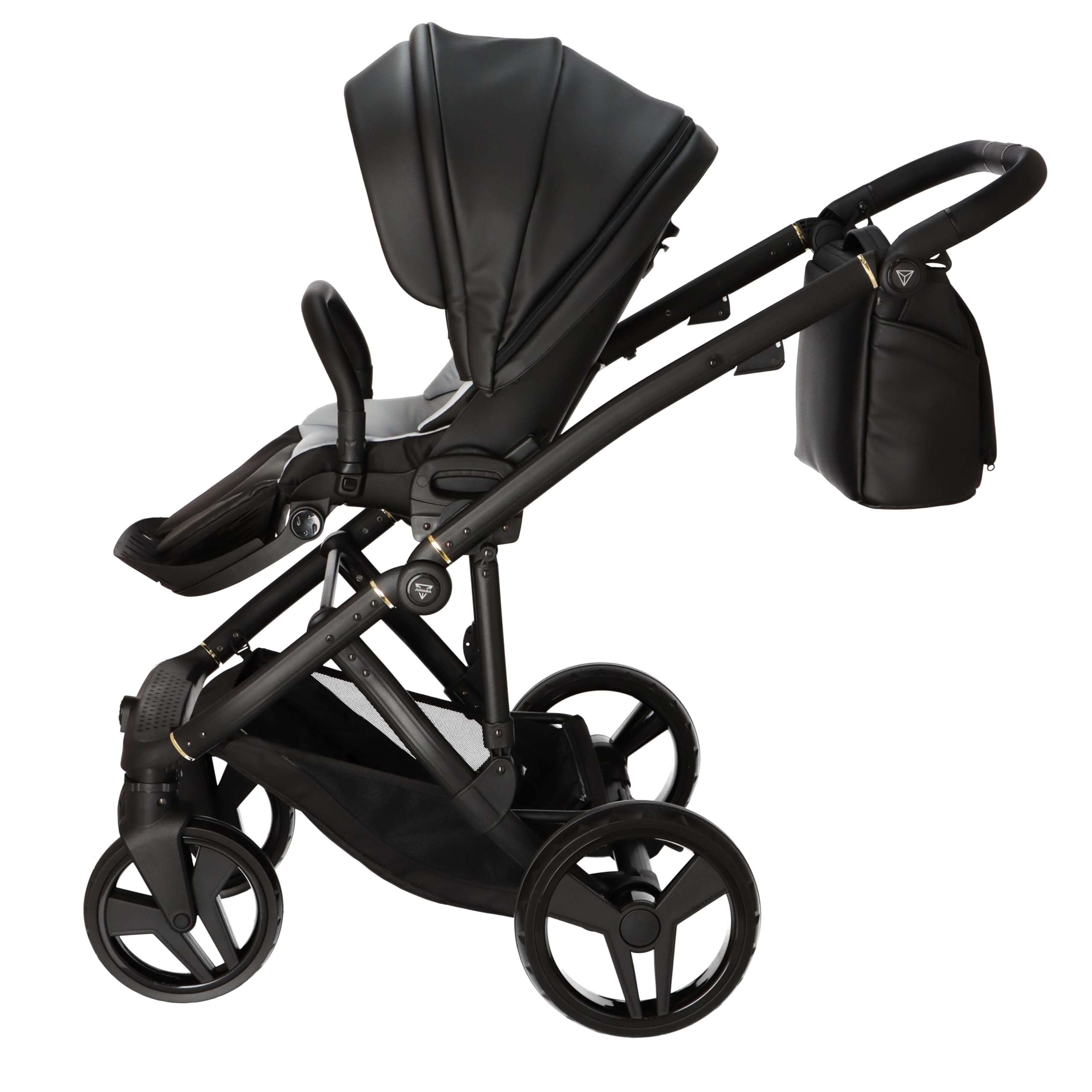 Junama Diamond Classic 03 Negro Cochecito de Bebé 2 en 1/3 en 1/4 en 1 + Sombrilla (4 en 1 con base ISOFIX)