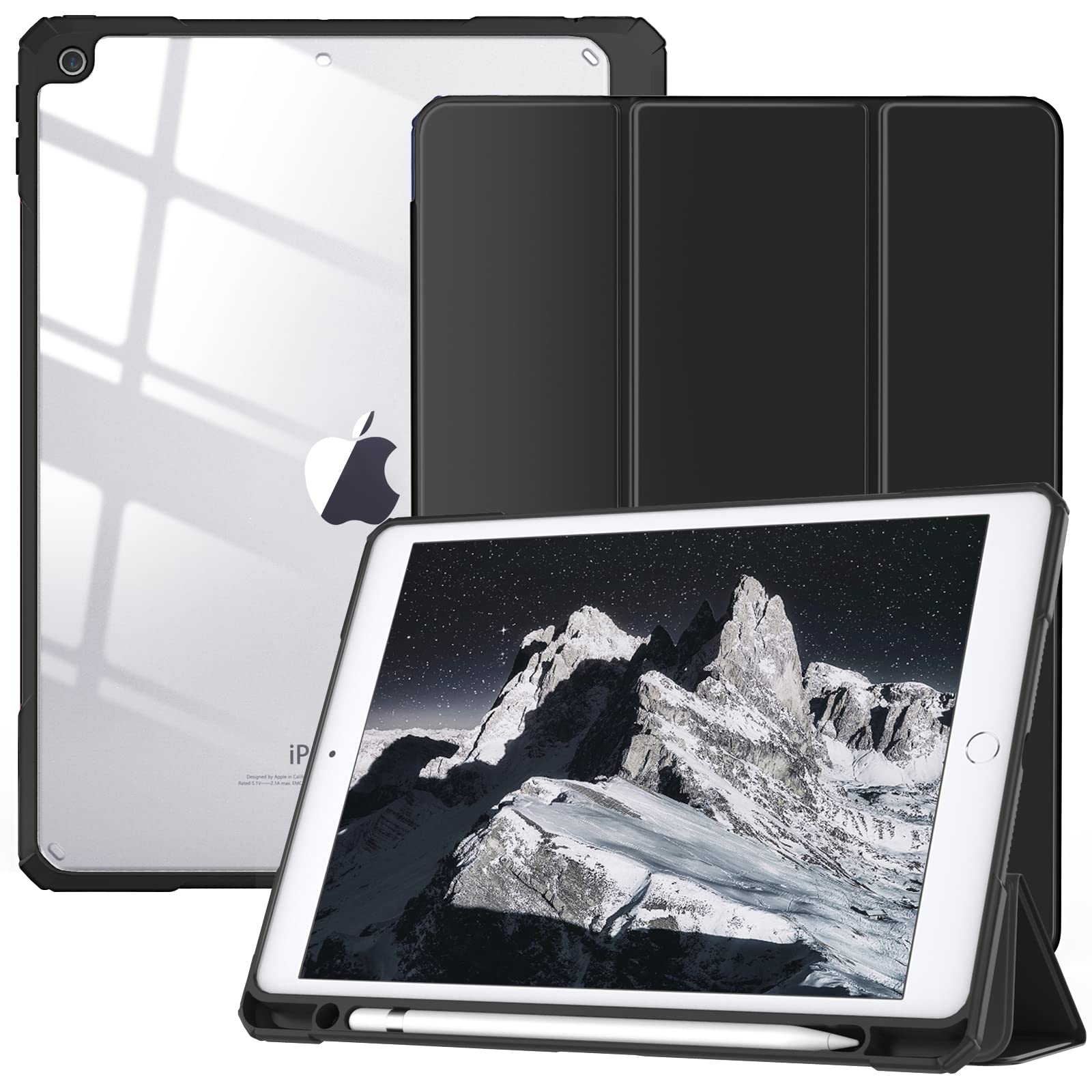 TiMOVO Case for iPad 9th Generation 2021/iPad 8th Generation 2020/iPad 7th Generation 2019 10.2 inch with Pencil Holder, Slim Protective Cover with