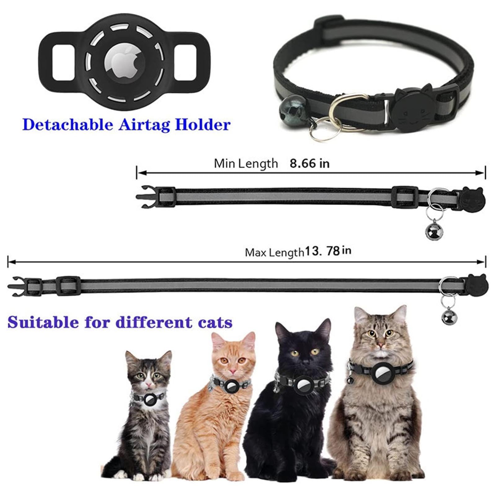 GWAWG 1pcs Airtag Cat Collar, GPS Cat Tracker Collar with Airtag Holder and Bell - Image 2