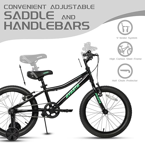 Miniatura 4 de AVASTA Bilbo - Bicicleta infantil de 14, 18, 20 pulgadas, para niños de 3 a 10 años, con soporte y doble freno de mano, asiento ajustable, varios