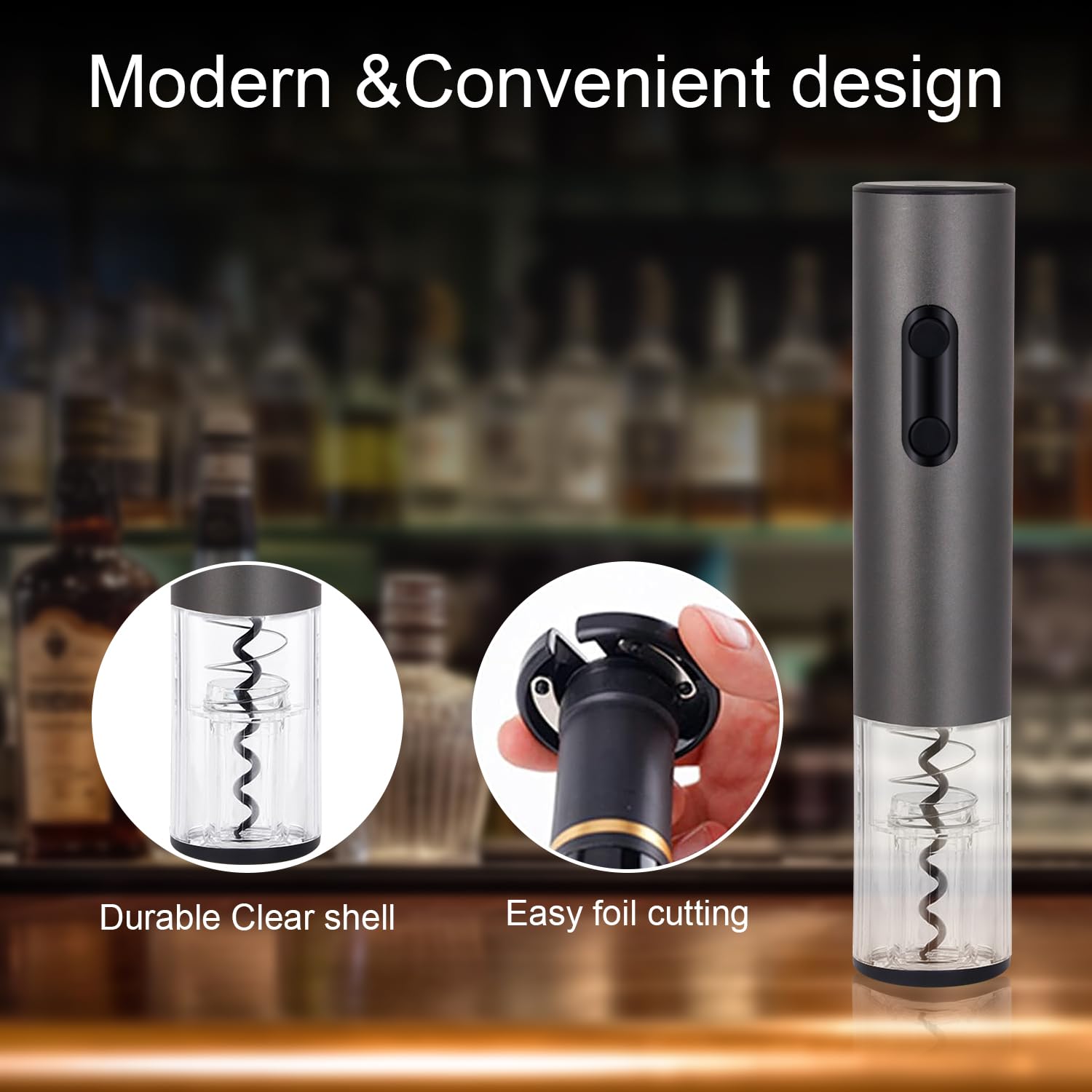 Abridor de vino eléctrico, sacacorchos de vino automático recargable con cortador de lámina, abrelatas de vino de carga tipo C con luz LED para fiesta en casa 5