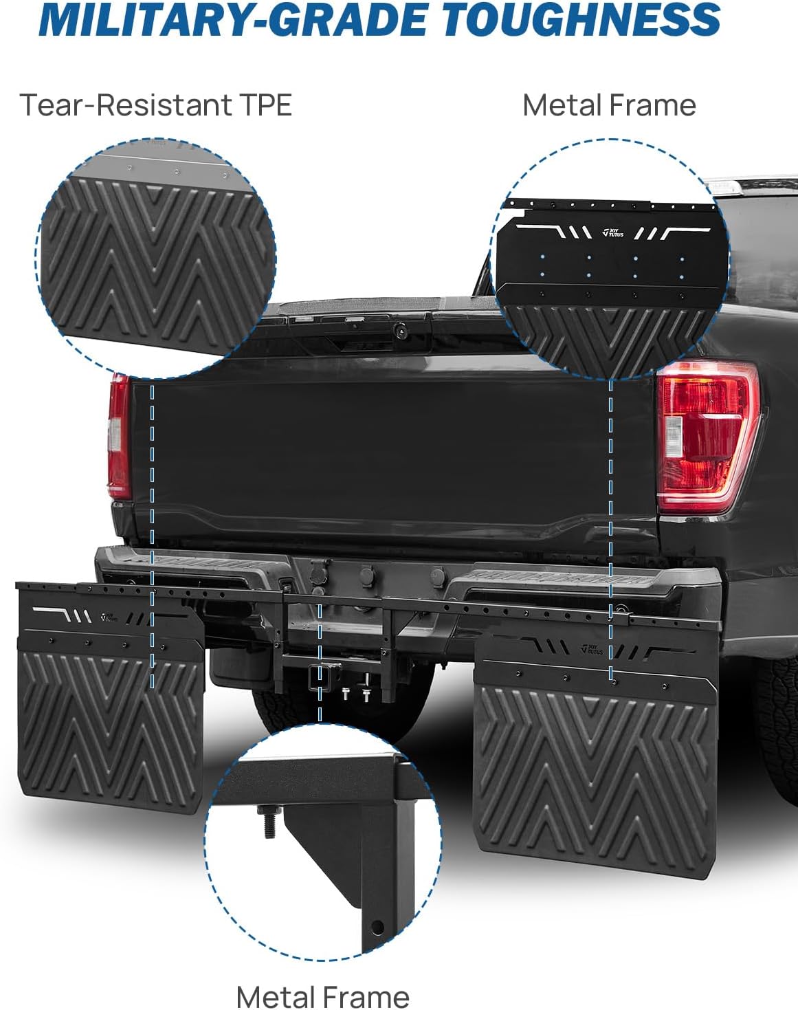 JOYTUTUS 2" Hitch Mount Mud Flaps – Adjustable Universal Fit for Trucks, SUVs, Trailers – Protects RV, Boat, Camper from Rocks & Debris – Fits Standard 2 Inch Receivers