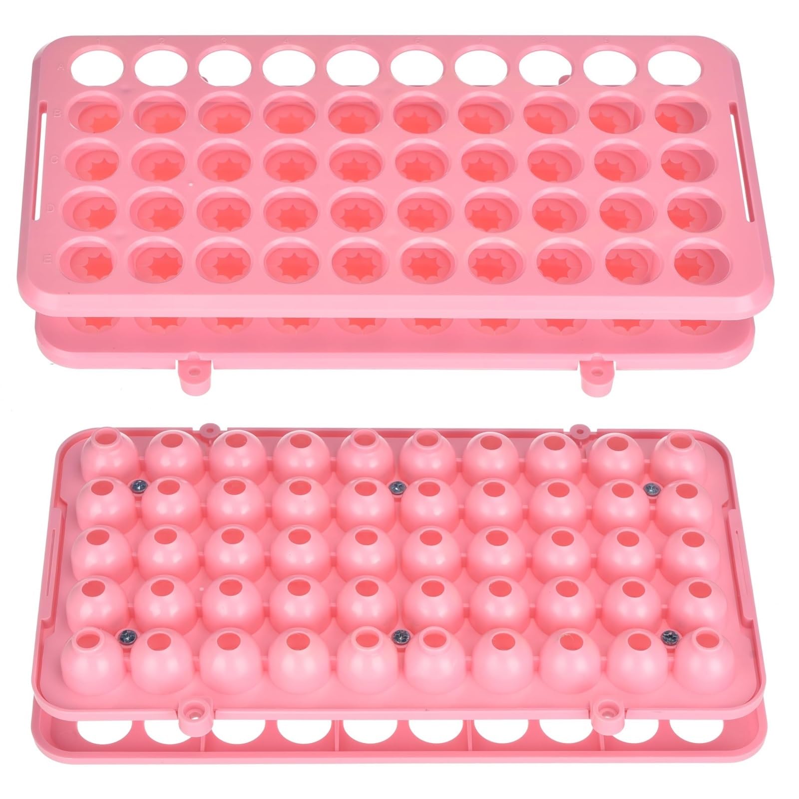 Gradilla De Tubo De Ensayo para Laboratorio 2 Soportes De Plástico For Tubos Centrífuga con 50 Orificios Y Apertura 18 Mm(Pink)