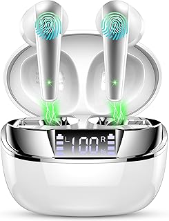 Wireless Earbuds, Bluetooth 5.2 Headphones HiFi Stereo Bluetooth Earbuds with ENC Mic, 2023 Noise Cancelling Earphones in-Ear 47H Playtime LED Digital Display, IP7 Waterproof Ear Buds for Sport, USB-C