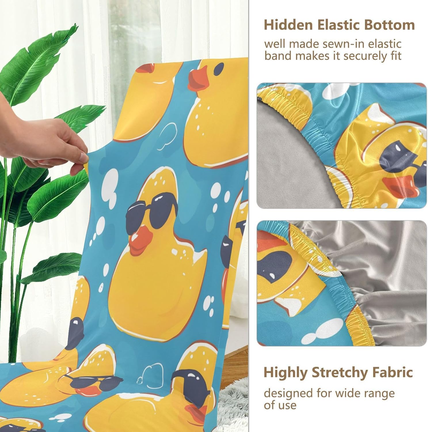 ALAZA Chair Covers for Dining Room, Duck and Sunglasses Stretch Chair Cover Sets Chair Protector Removable Washable for Ktichen Restaurant Hotel