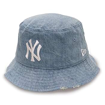 【レア】ニューエラ　NEW ERA バケハ デニム　ダメージ 無地　X-XL NEW ERA ニューエラ バケットハット MLB ダメージデニム