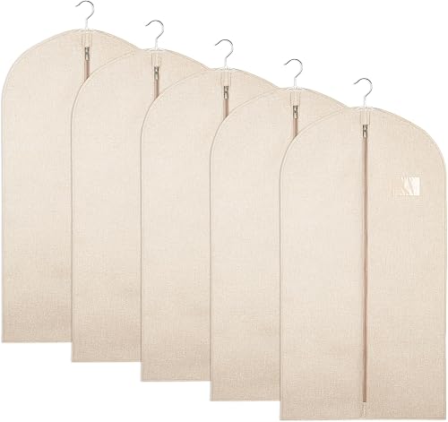 5 Pack Garment Bags for Hanging Clothes, 24 x 40 Inch Plastic