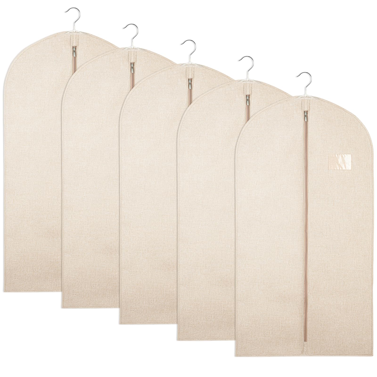 5 Pack Garment Bags for Hanging Clothes 24 x 40 Inch Breathable Canvas Suit Bags Linen Hanging Suit