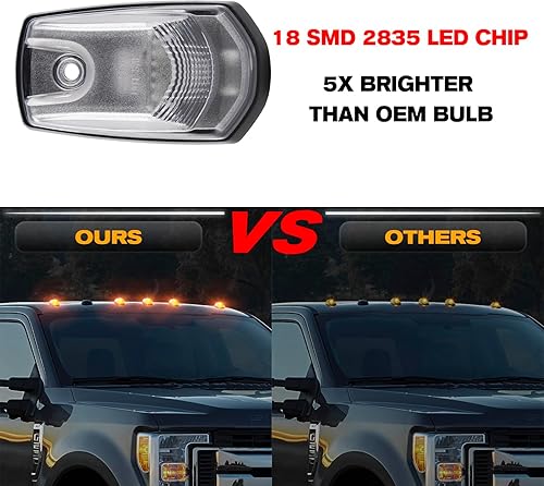 Miniatura 10 de POPMOTORZ 5 luces LED blancas para techo de cabina de techo, luces de separación superior de techo para Ford F250 F350 F450 F550 Super Duty 2017