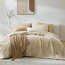 MUXHOMO 7 Pieces King Comforter Set, Soft Bed in a Bag King Size, All Season Bedding Set with Comforter, Flat Sheet, Fitted Sheet, Pillowcases & Shams, Brown