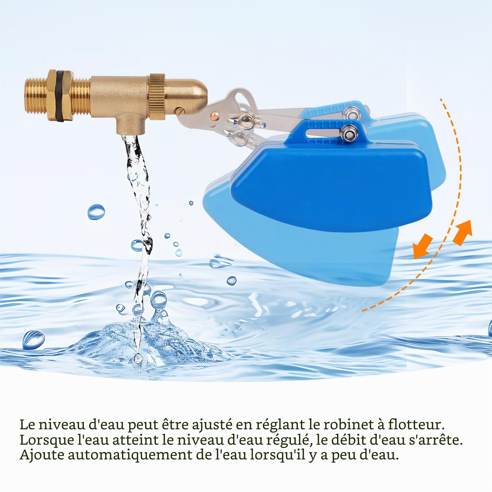Lot de 2 Robinets Flotteurs 1/2" en Laiton - Robinet à Boisseau Sphérique d'Arrêt d'Eau Avec Flotteur en Plastique et Bras Réglable Pour Bovins et Moutons