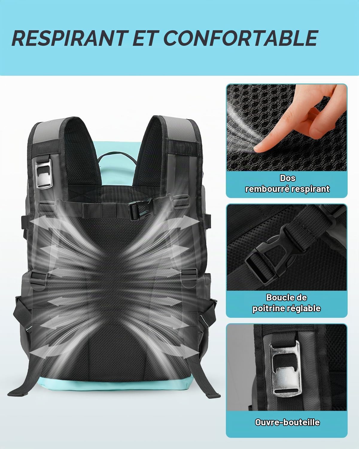 Odoland Sac à Dos Isotherme 2 en 1 – Sac Glaciere Isotherme 9L Séparable + Sac à Dos 26L, Maintient 10 Heures au Frais, Étanche & Antifuite, Léger pour Pique Nique, Camping, Plage