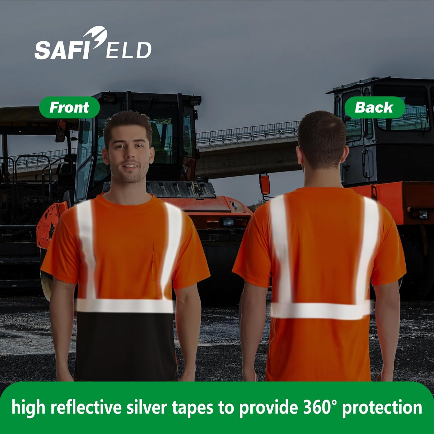 Hi Vis Safety Shirts for Men Reflective,High Visibility Work T-Shirt Short Long Sleeve with Pocket, 3 and 5 Pack - Image 4