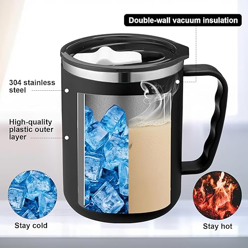 Miniatura 3 de Lallisa 12 tazas de café de viaje a granel de 17 onzas con asa de tapa para mujeres, regalos de agradecimiento, vasos de acero inoxidable, taza