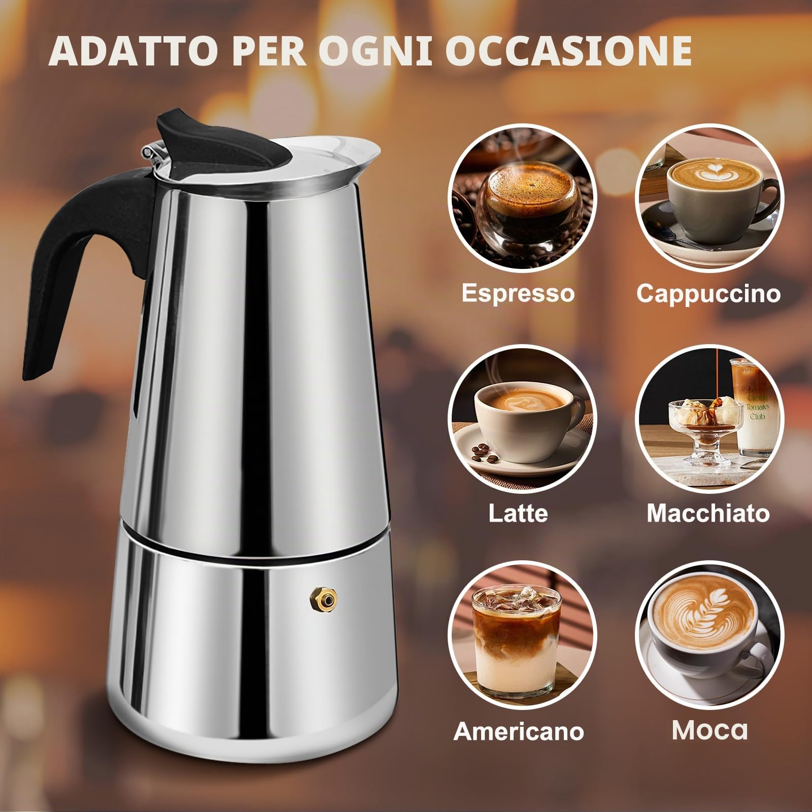 12 Tazze Stovetop Espresso Maker Moka Pot Espresso Maker in acciaio inox Percolator Italian Coffee Maker Capable Mocha Coffee Machine Cafe Classic Maker for Home & Camping 600ml 20oz