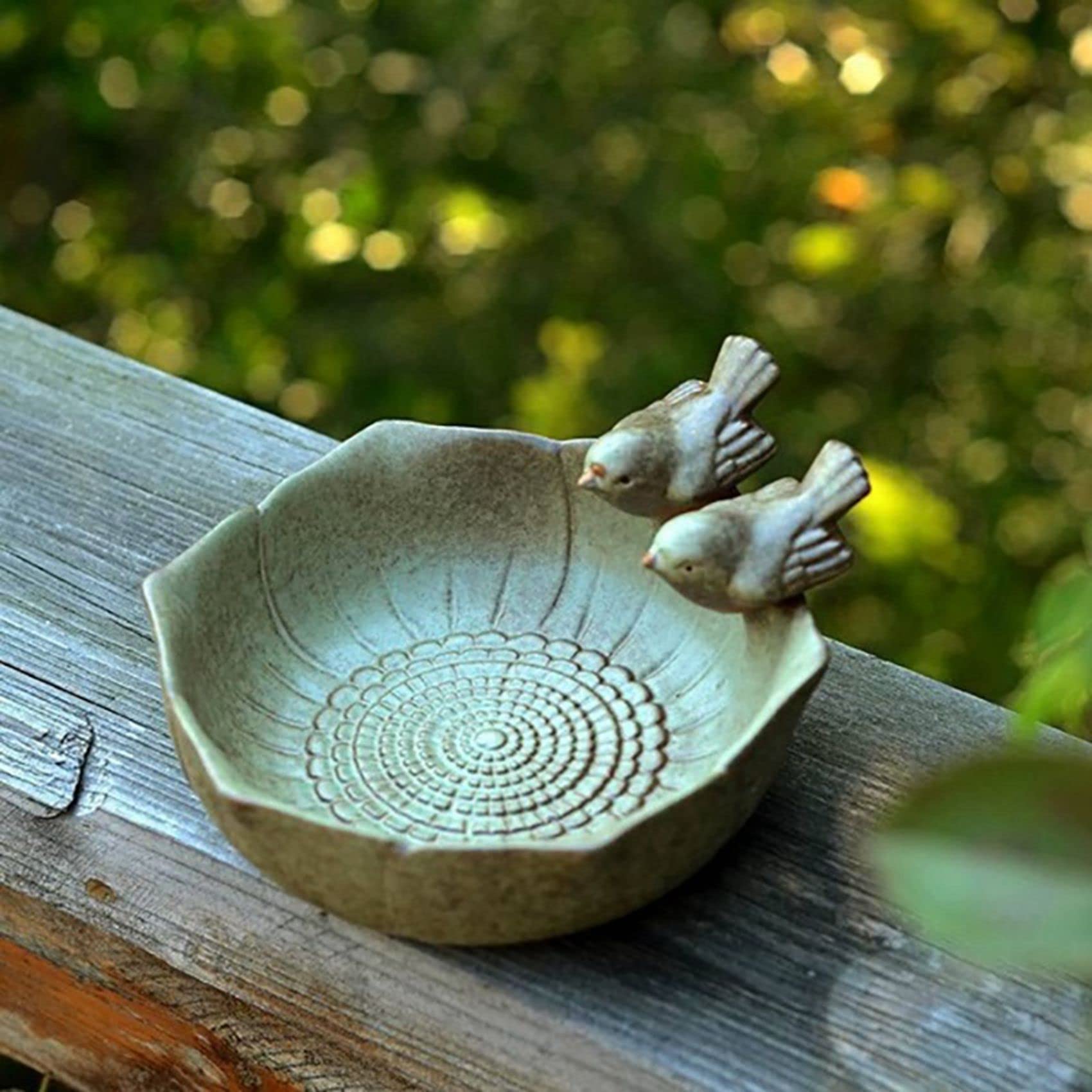 2X Ceramiczne Wanny Porodowe WystróJ Ogrodu Karmnik Porodowy Ceramiczne Akwarium Karmnik dla PtakóW w Stylu Retro