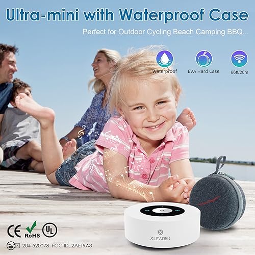 Miniatura 6 de XLEADER SoundAngel - Altavoz Bluetooth A8, blanco, 15 horas de reproducción de música, funda impermeable, cable de audio de 0.138 in, cable de carga