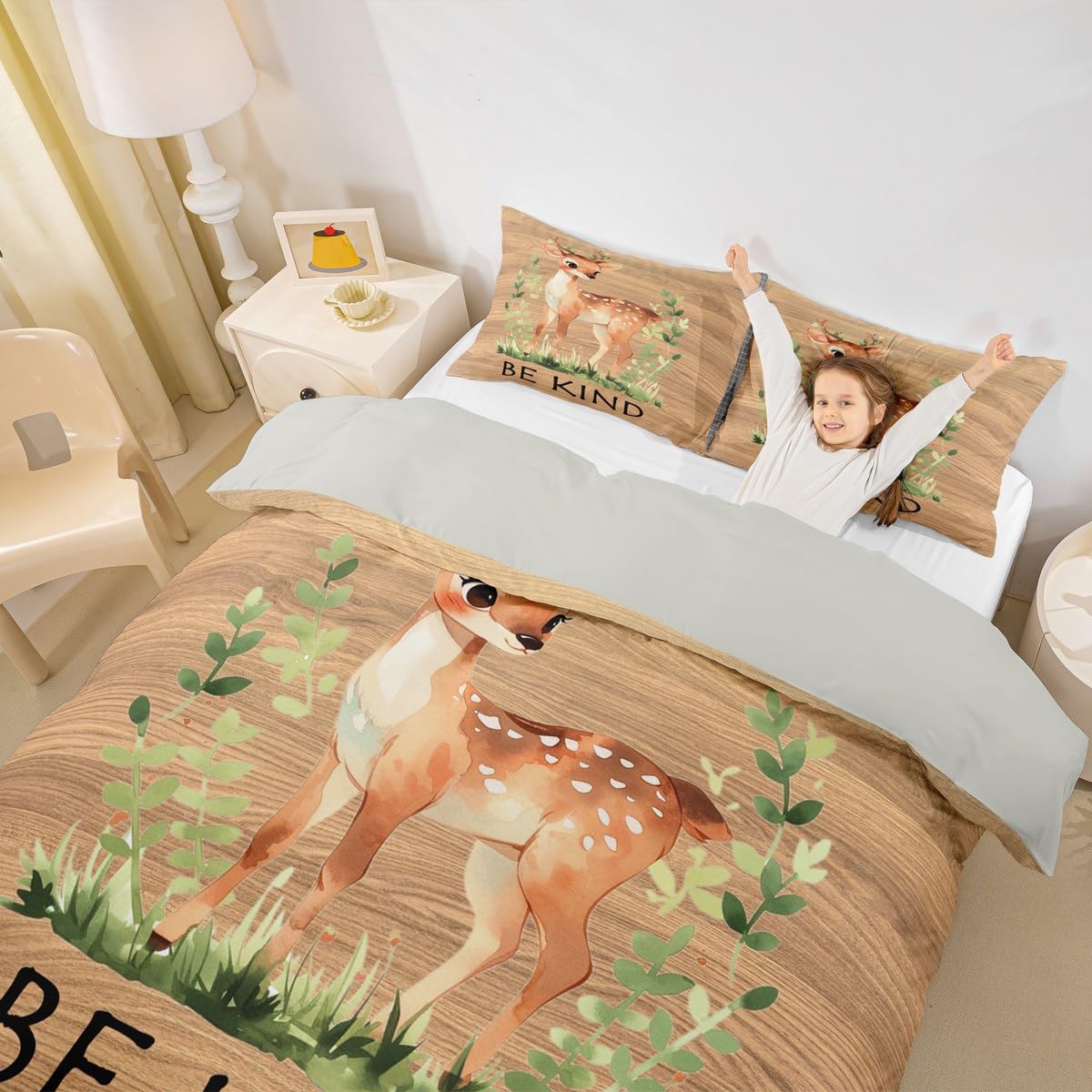Homewish Rustykalny jeleń super king zestaw pościeli dzika dżungla zwierzęta poszewka na kołdrę leśne zwierzę poszewka na kołdrę dla dzieci chłopców dziewcząt dorosłych dzika przyroda safari zestawy