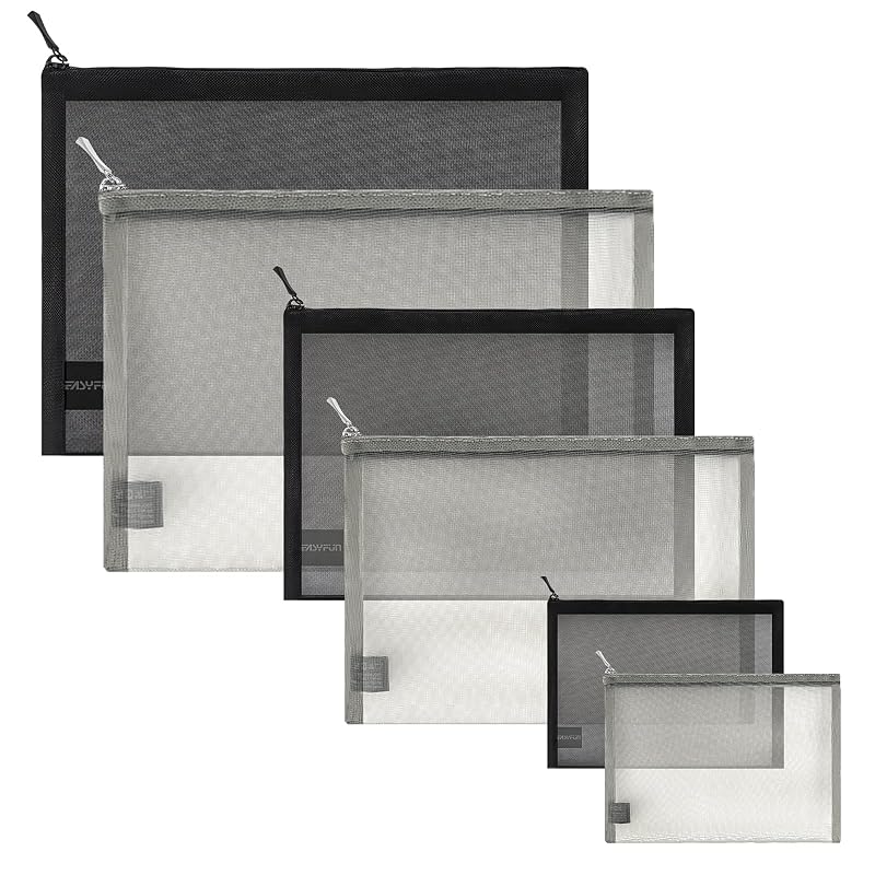 EASYFUN Necessaires de Malha com Zíper para Cosméticos e Organização, 6 Unidades