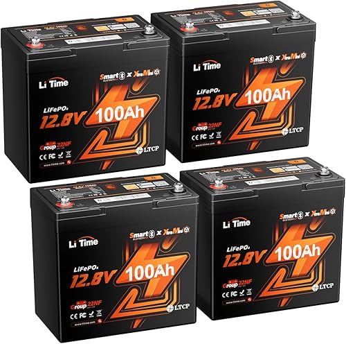 Miniatura 27 de Litime Batería LiFePO4 para motores de trolling de 12V 100Ah (Grupo 31), baterías de litio Bluetooth de 12 voltios, máx. 15000 ciclos profundos,